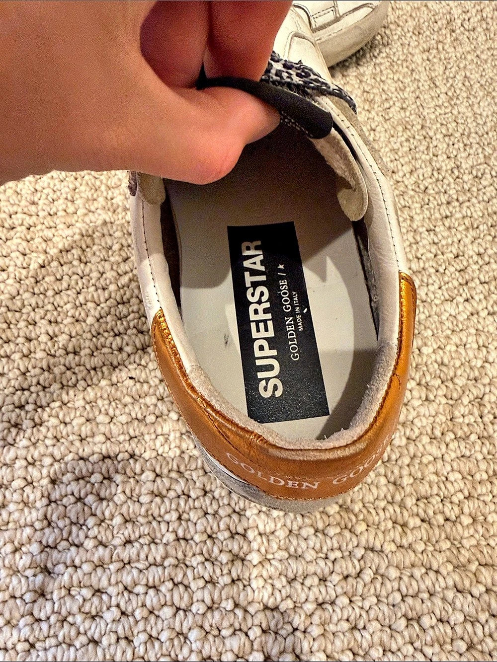 Golden Goose Super-Star Sneakers with Black Star and Bronze/Gold Heel Tab - Picture 5 of 6